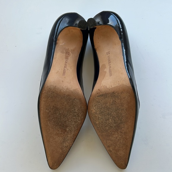 Manolo Blahnik Navy Patent Leather Pumps - Picture 4 of 4